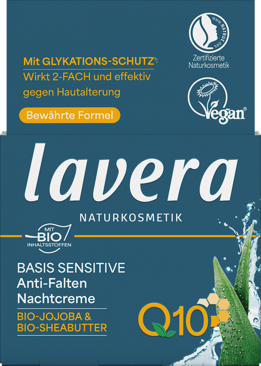 Anti Falten Nachtcreme Q10 Basis Sensitiv lavera NATURKOSMETIK